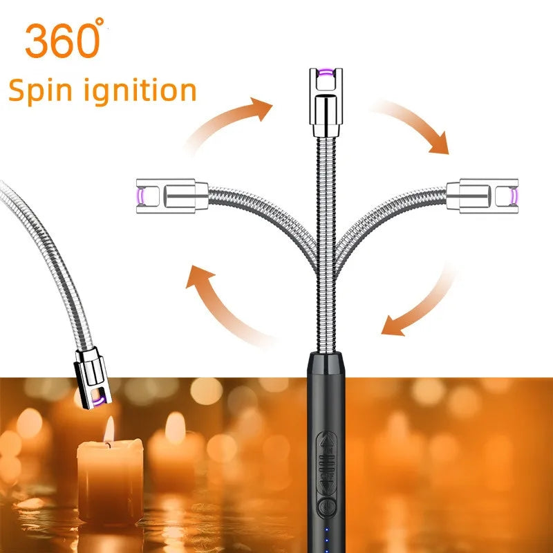 (Pack of two)ARC Electric Lighter Windproof USB Rechargeable Long Twist Neck
