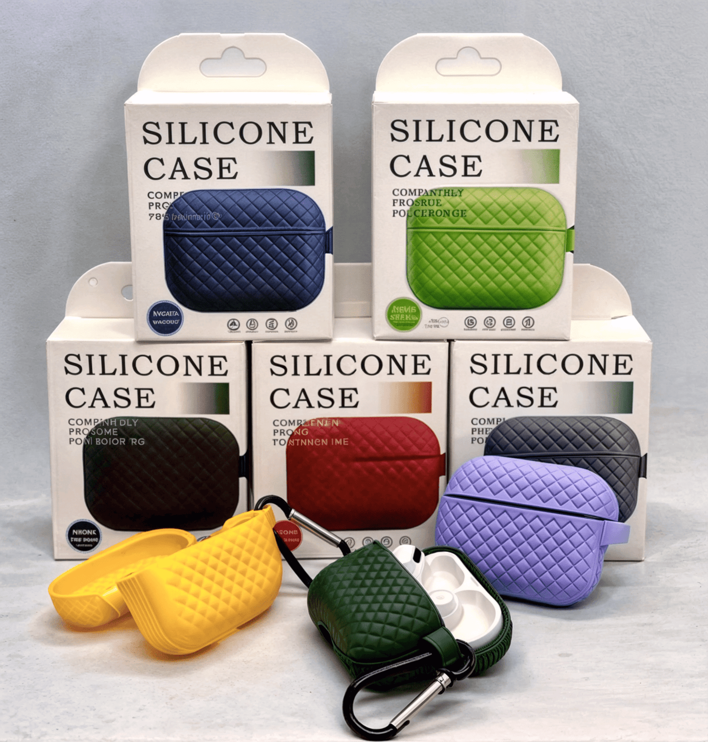 (Pack Of Three)Silicone Breathable Braided Case Cover – Soft TPU Protective Charging Case (With Three Different Colors)