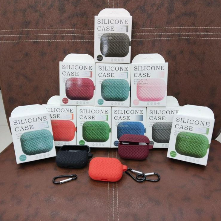 (Pack Of Three)Silicone Breathable Braided Case Cover – Soft TPU Protective Charging Case (With Three Different Colors)