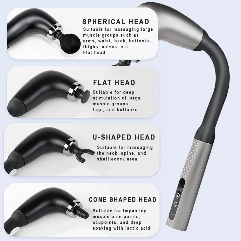 Fascia Gun with Extended Handle Pro Advantage Percussion Massager Gun
