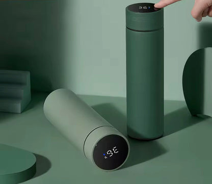 500ML LED Temperature Display Bottle, Stainless Steel Intellective Thermos with Double Bottom