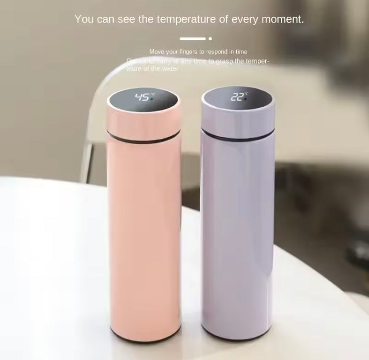 500ML LED Temperature Display Bottle, Stainless Steel Intellective Thermos with Double Bottom