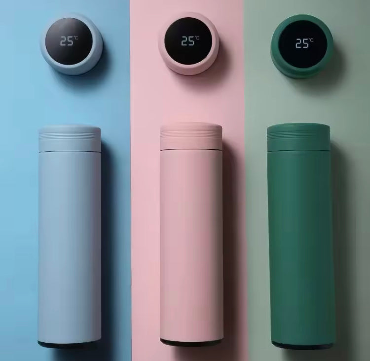 500ML LED Temperature Display Bottle, Stainless Steel Intellective Thermos with Double Bottom