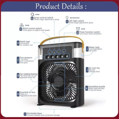 3 In 1 Portable Fan Air Conditioner, Desktop Electric Fan Air Cooler, USB Air Cooler Fan, Mini Air Freshener Cooling Fan