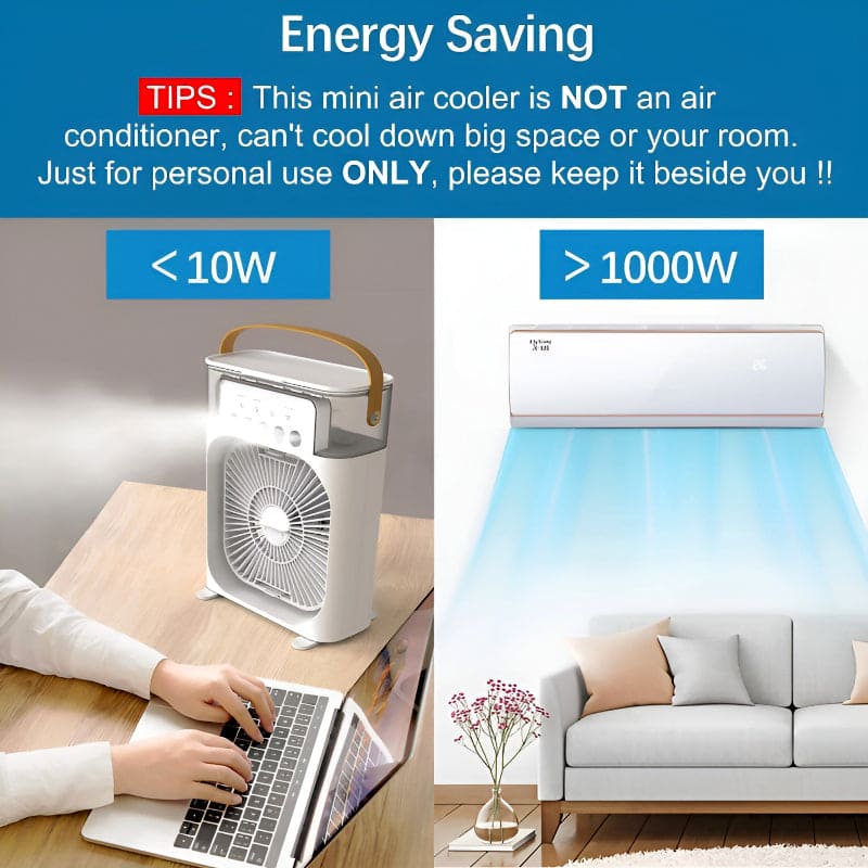 3 In 1 Portable Fan Air Conditioner, Desktop Electric Fan Air Cooler, USB Air Cooler Fan, Mini Air Freshener Cooling Fan