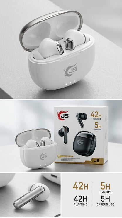 (JS)Premium Wireless Earbuds – Crystal Clear Sound &amp; Long Battery Life Experience powerful sound with these premium wireless earbuds