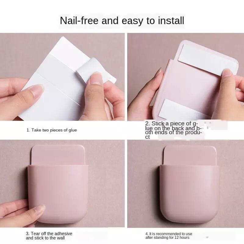 (Two)Self-Adhesive Remote Control Storage Box, Phone Charging Station