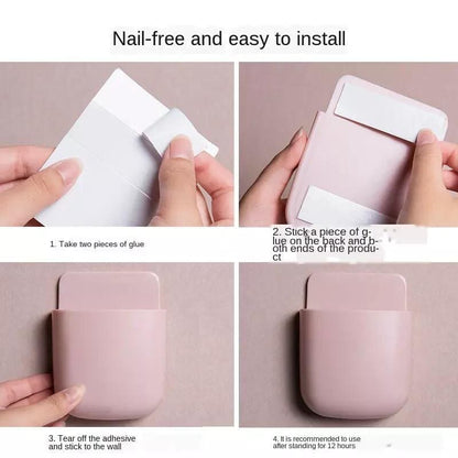 (Two)Self-Adhesive Remote Control Storage Box, Phone Charging Station