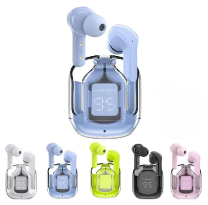 Air 31 Wireless Earbuds with Transparent Crystal Case,Type-C Charging (Random Color)