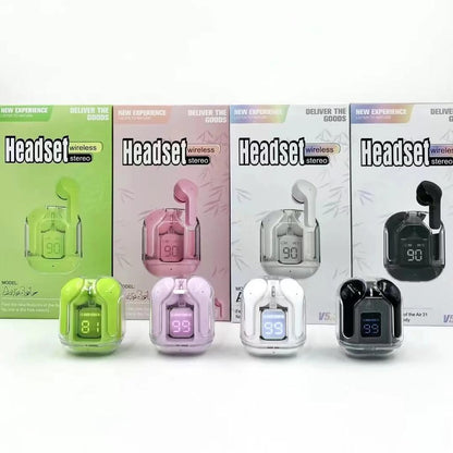 Air 31 Wireless Earbuds with Transparent Crystal Case,Type-C Charging (Random Color)
